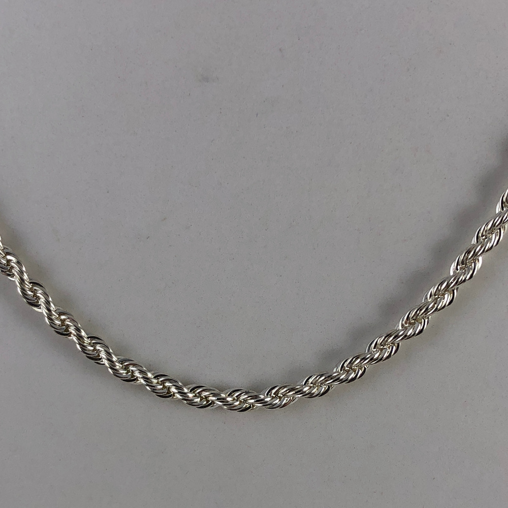 Sterling Silver 20 Inch Rope Chain Necklace - Picture 3 of 4